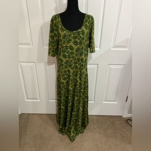 LuLaRoe 3X Green Geometric Ana Maxi Dress